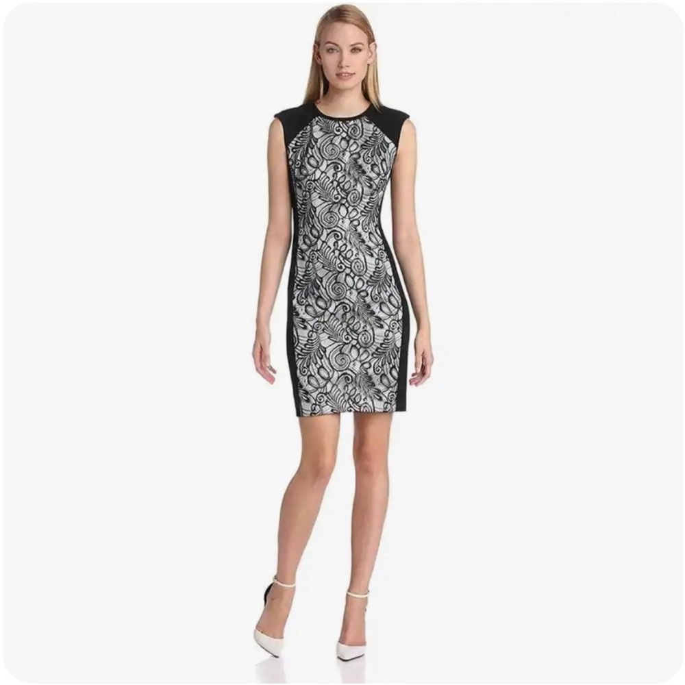 Trina Turk Black White Lace Dress